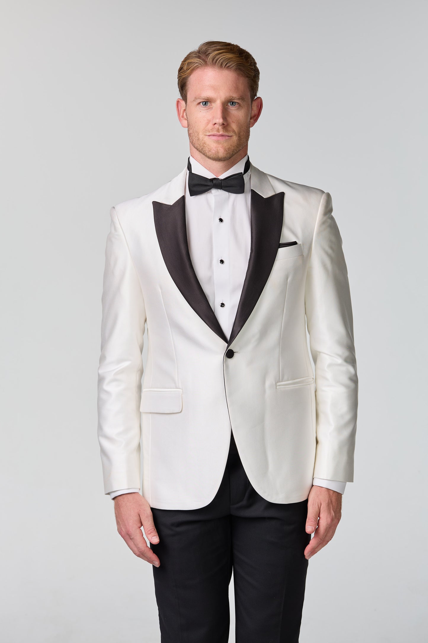 Weißes Jacket mit steigendem Revers - premium