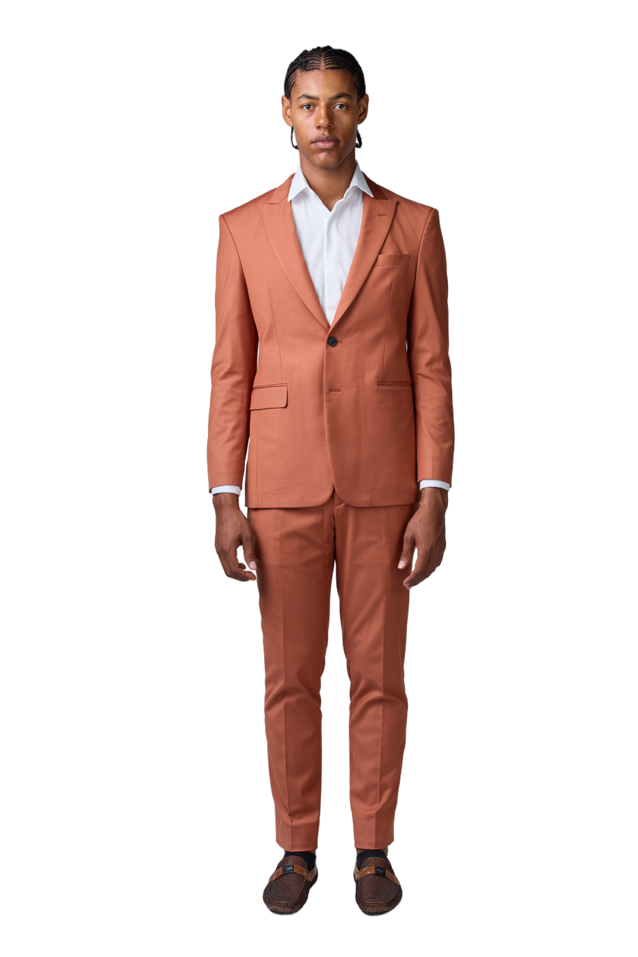 Terracotta Anzug mit steigendem Revers - budget