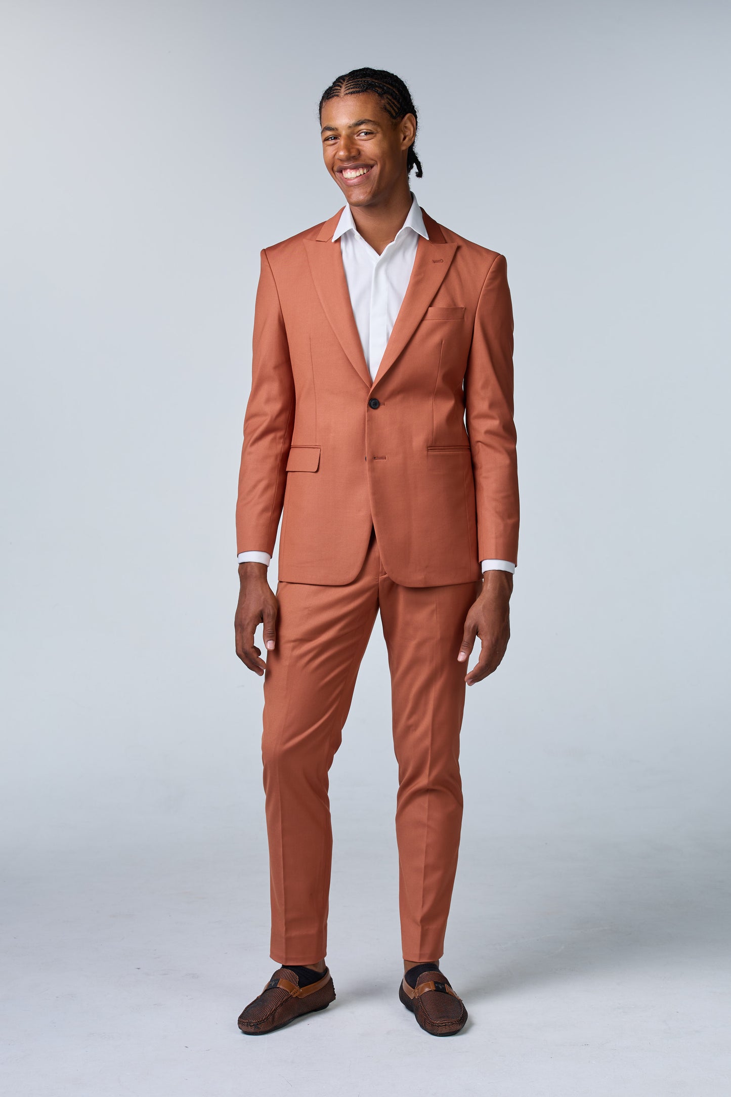 Terracotta Anzug mit steigendem Revers - essentials