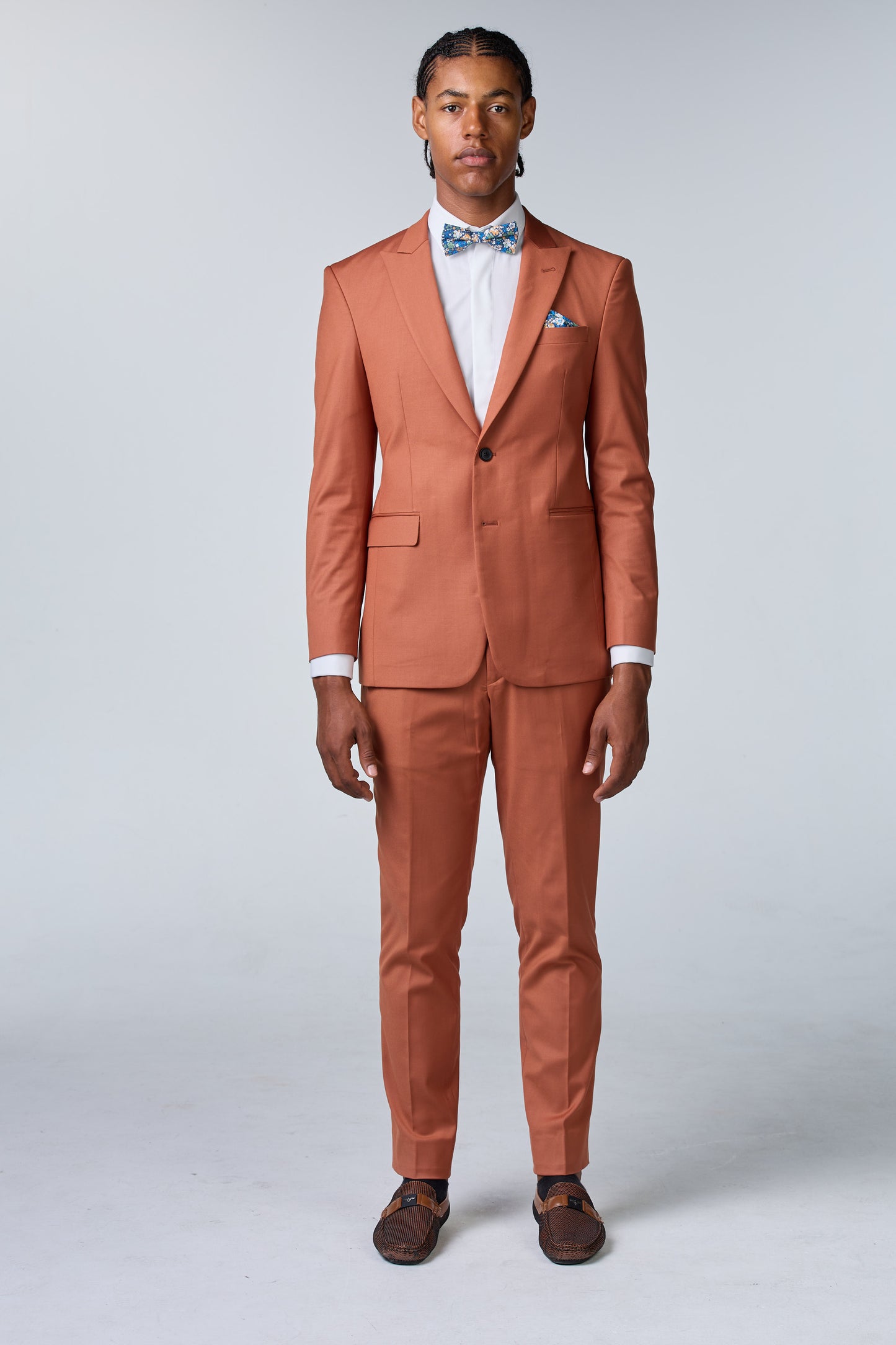 Terracotta Anzug mit steigendem Revers - premium