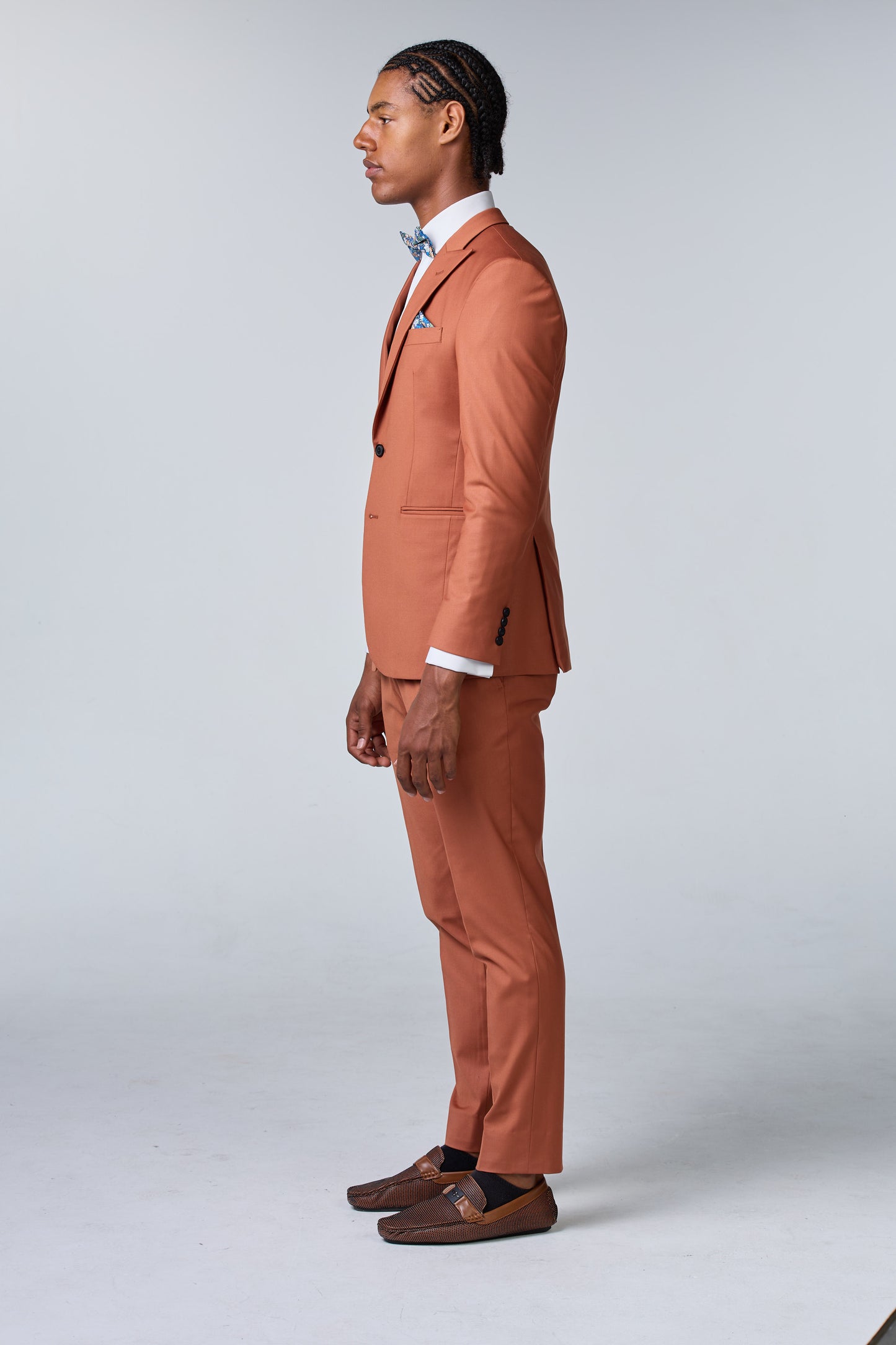 Terracotta Anzug mit steigendem Revers - premium