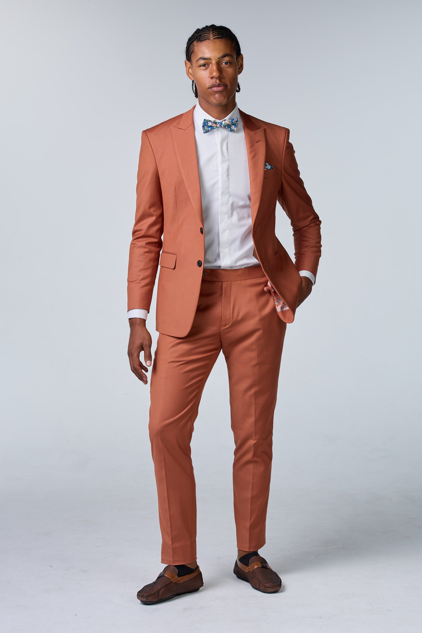 Terracotta Anzug mit steigendem Revers - premium