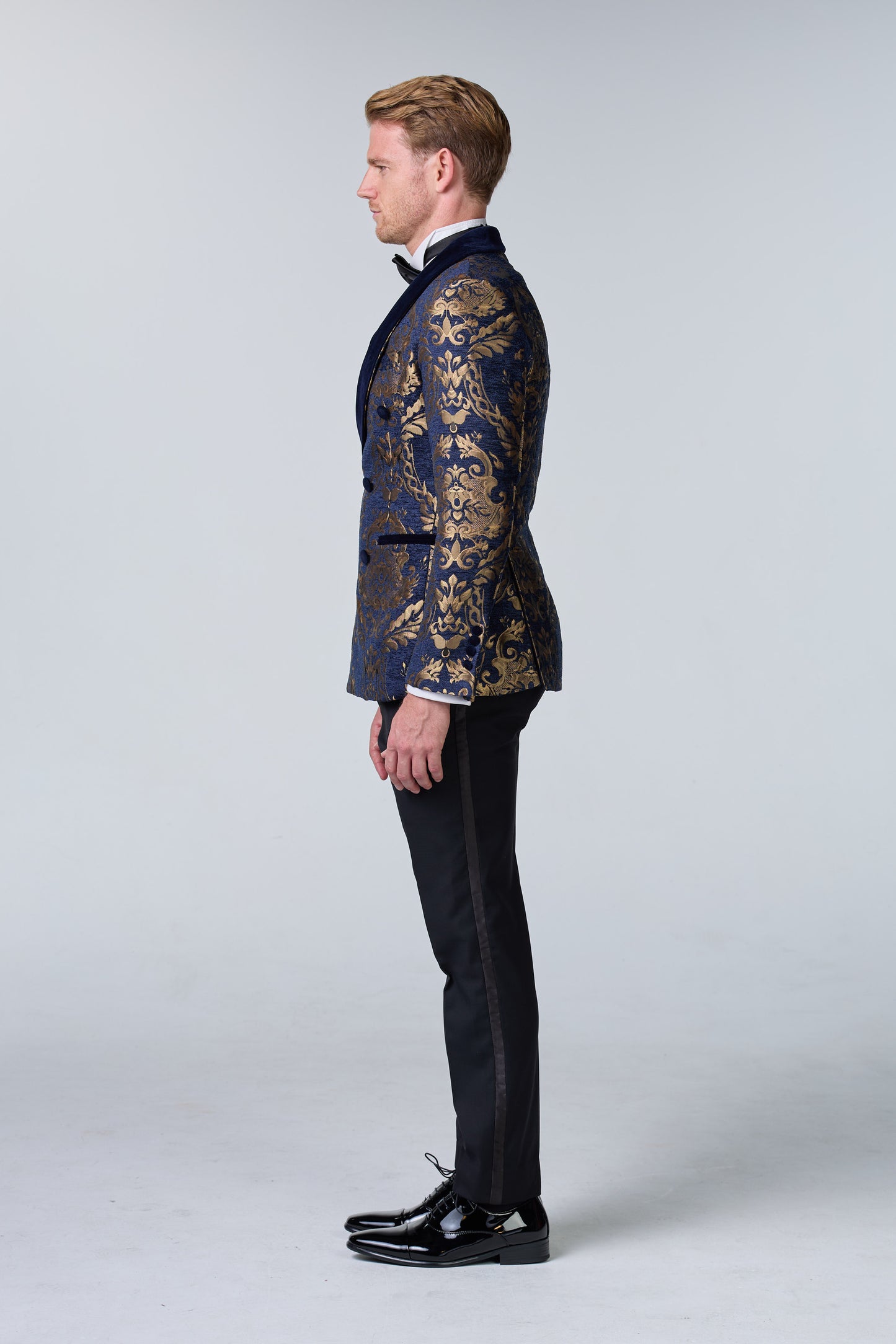 Brokat Smoking-Sakko Blau-Gold - essentials