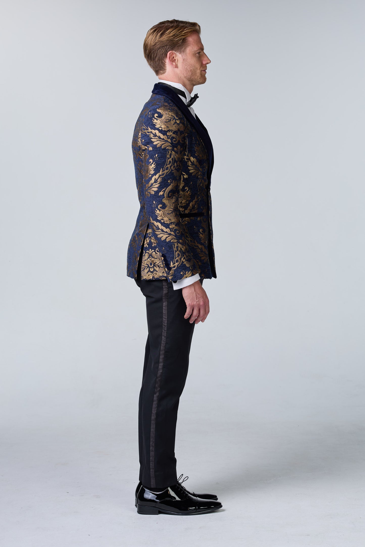 Brokat Smoking-Sakko Blau-Gold - premium