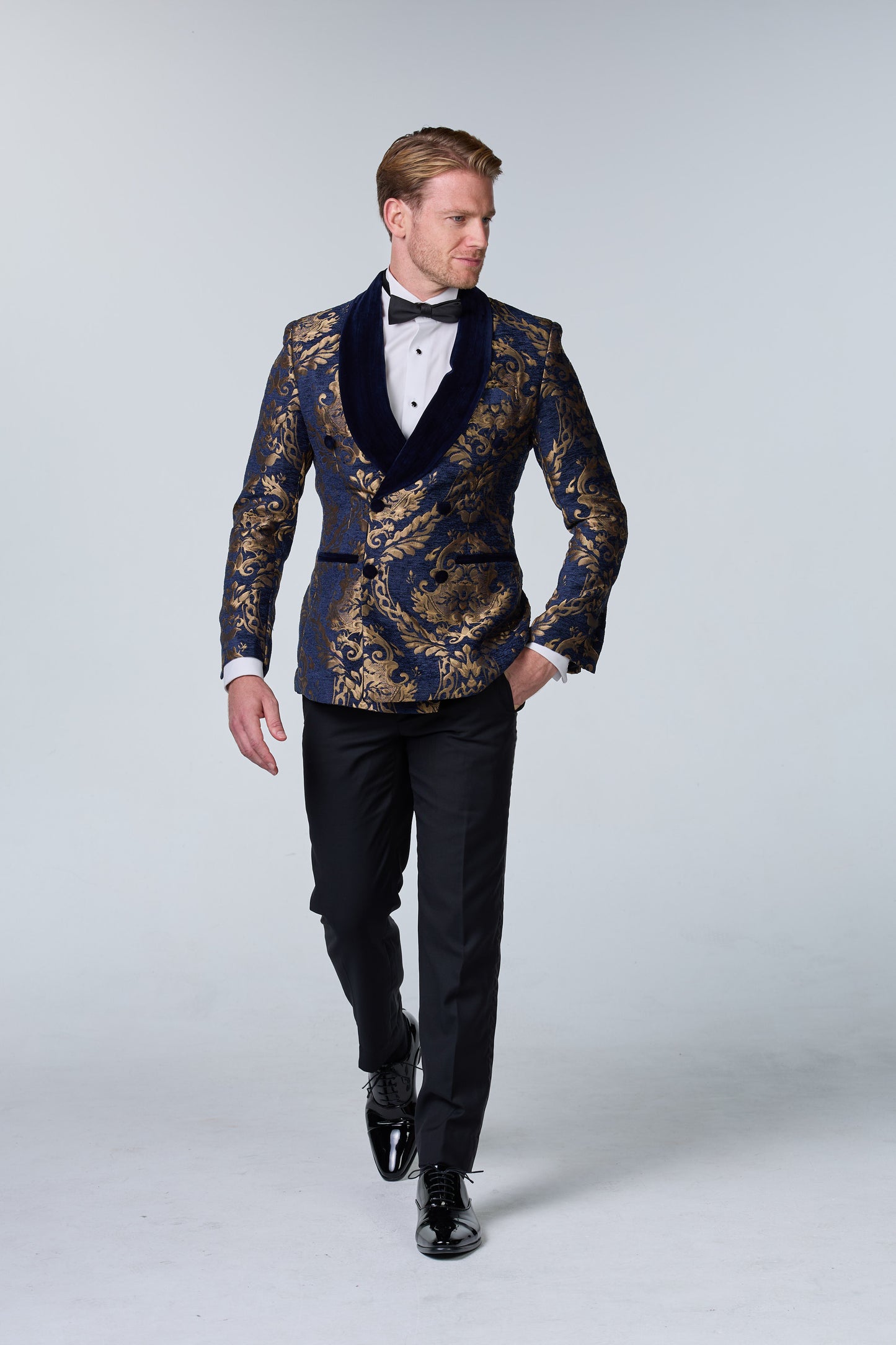 Brokat Smoking-Sakko Blau-Gold - essentials