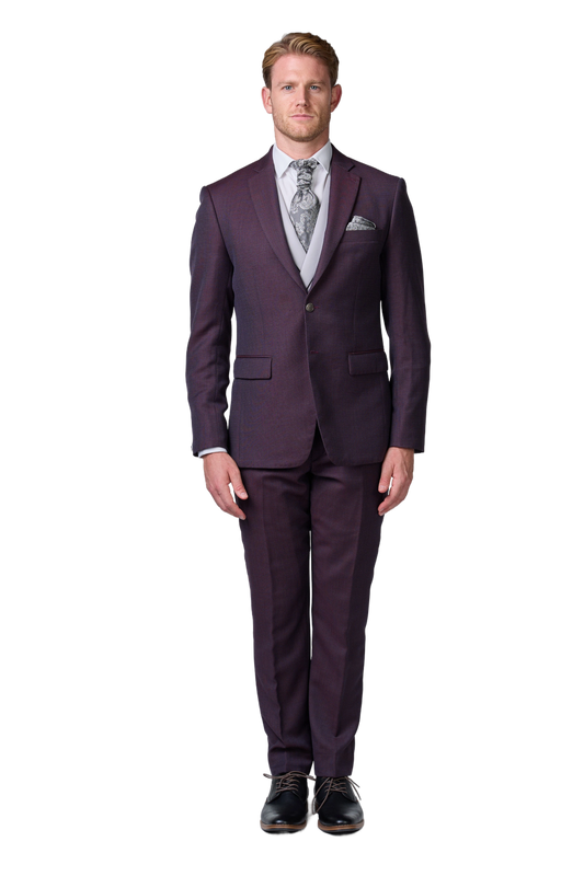 Rot-brauner Hochzeitsanzug mit Punktmuster - budget