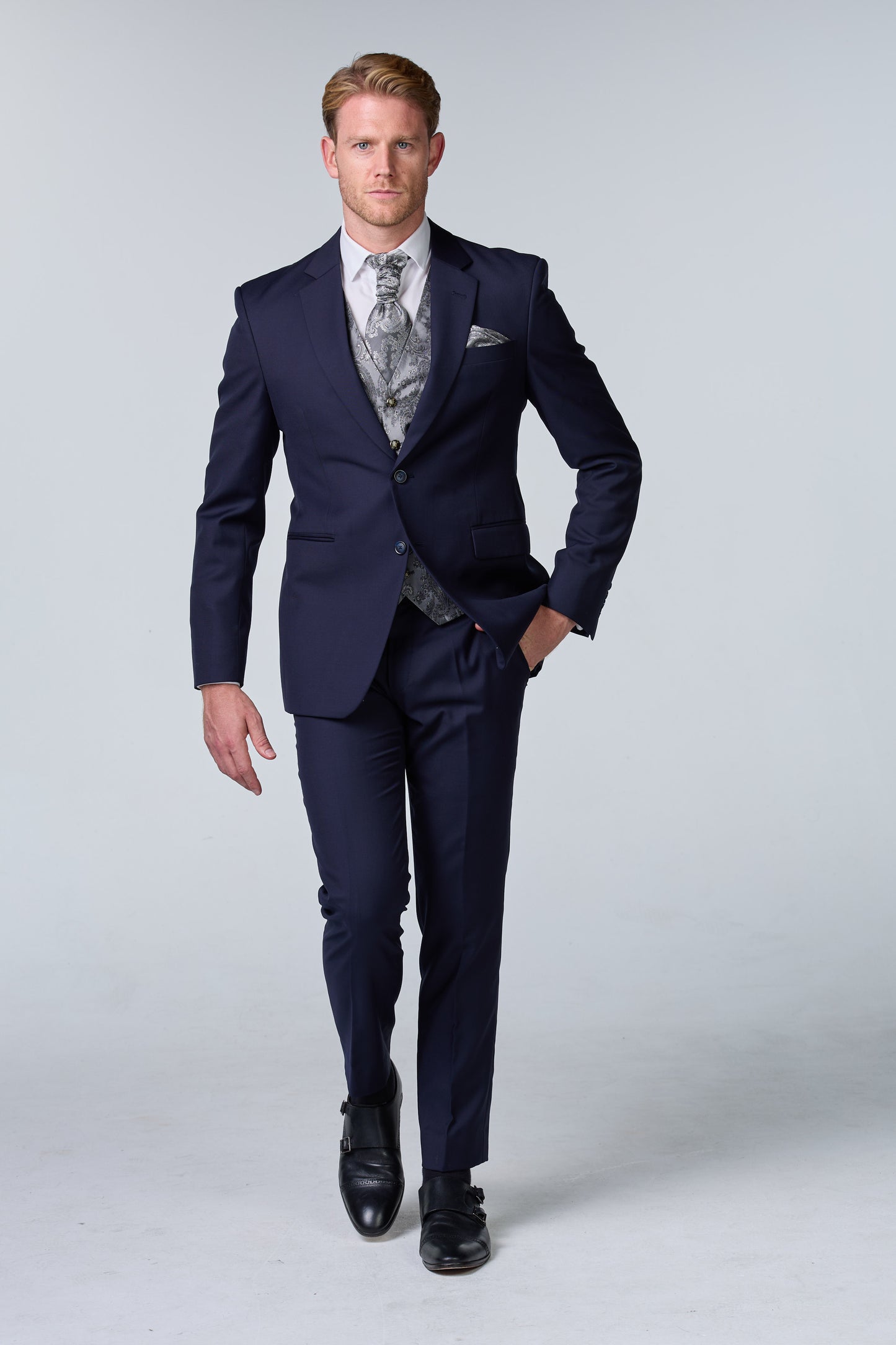 Bräutigam Outfit Blau-Silber Set - premium