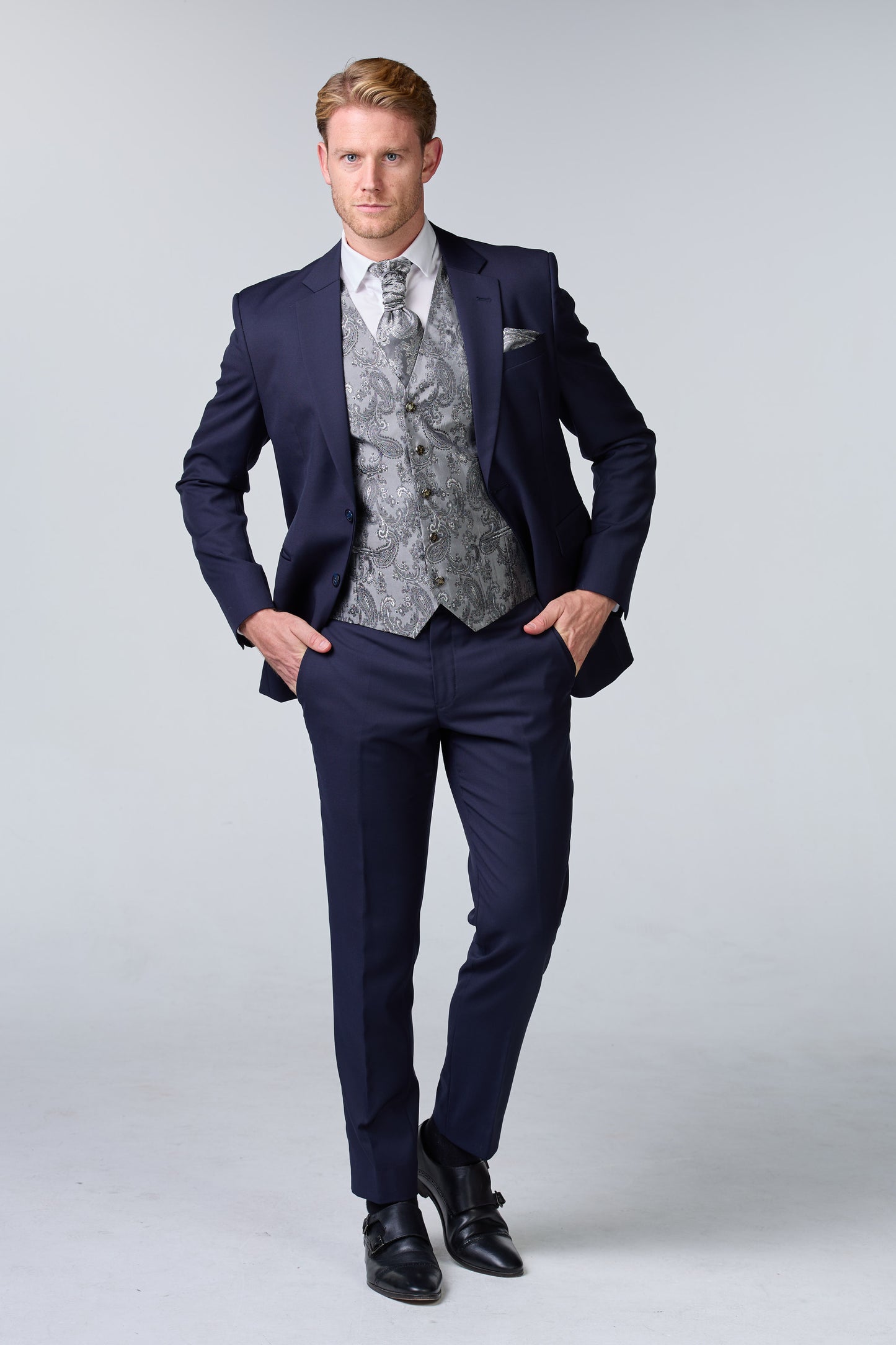 Bräutigam Outfit Blau-Silber Set - budget