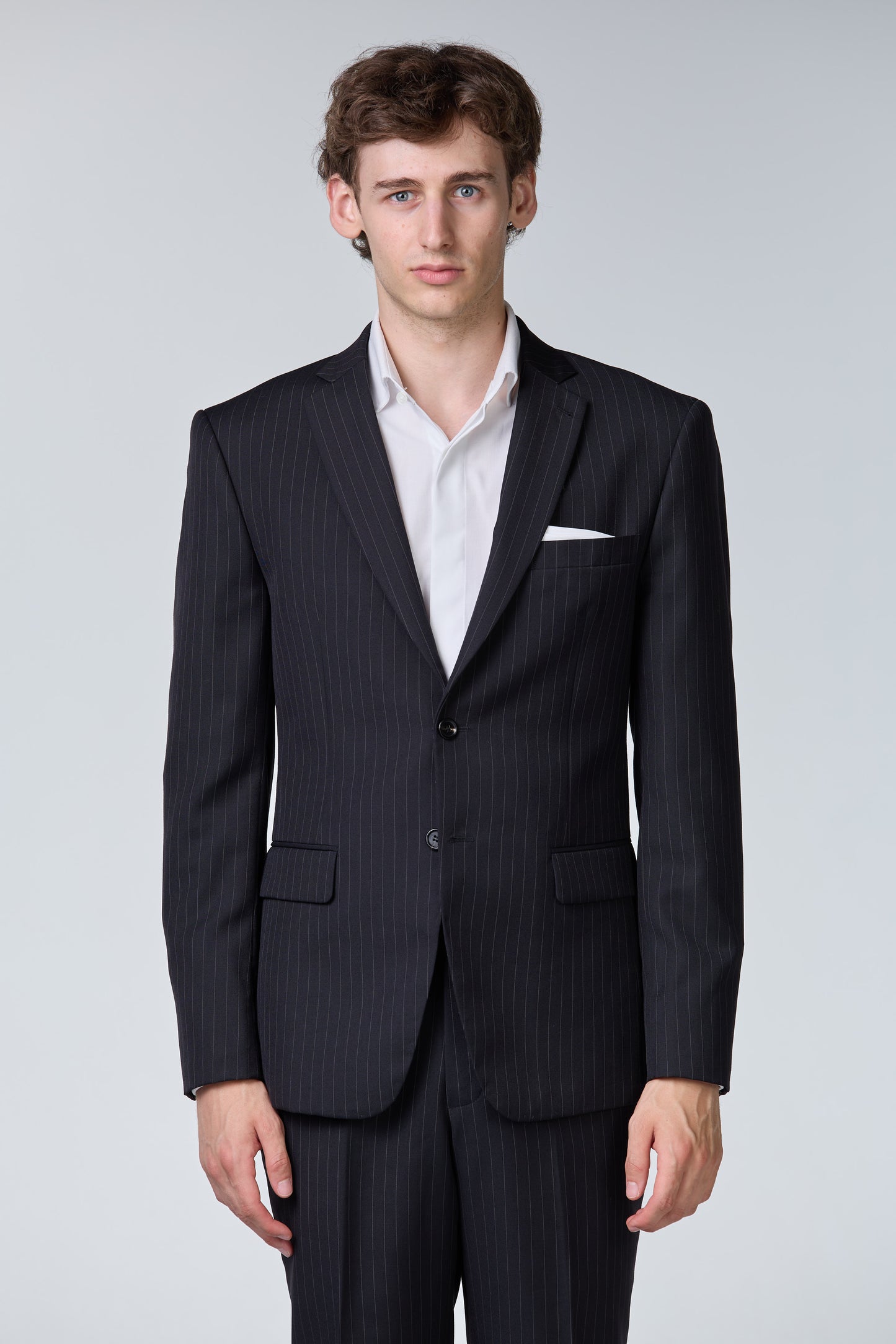 Nadelstreifen Anzug Schwarz - premium