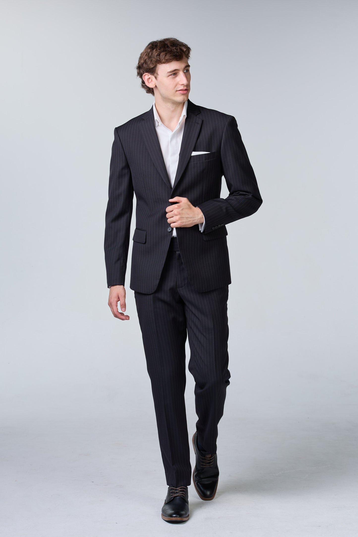 Nadelstreifen Anzug Schwarz - premium