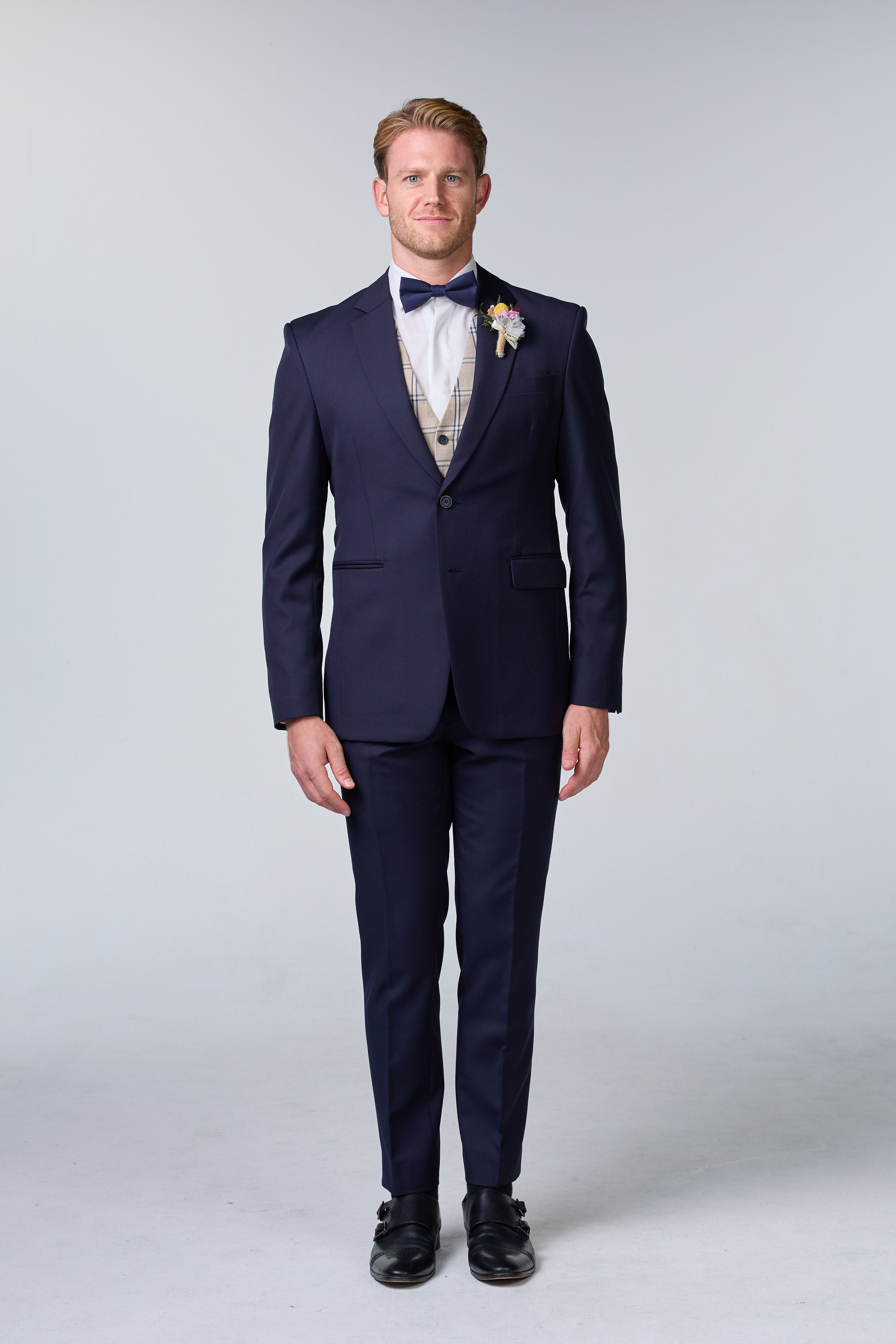 Hochzeitsanzug Blau mit Kontrastweste - premium