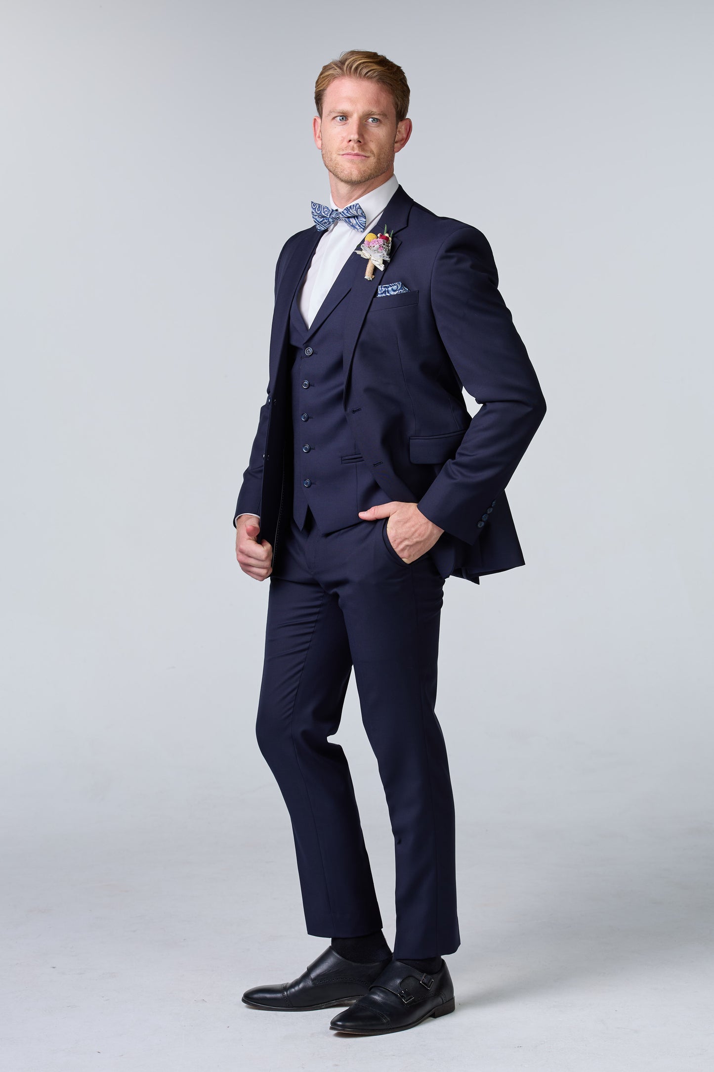 Dreiteiliger Bräutigam-Anzug Blau - premium