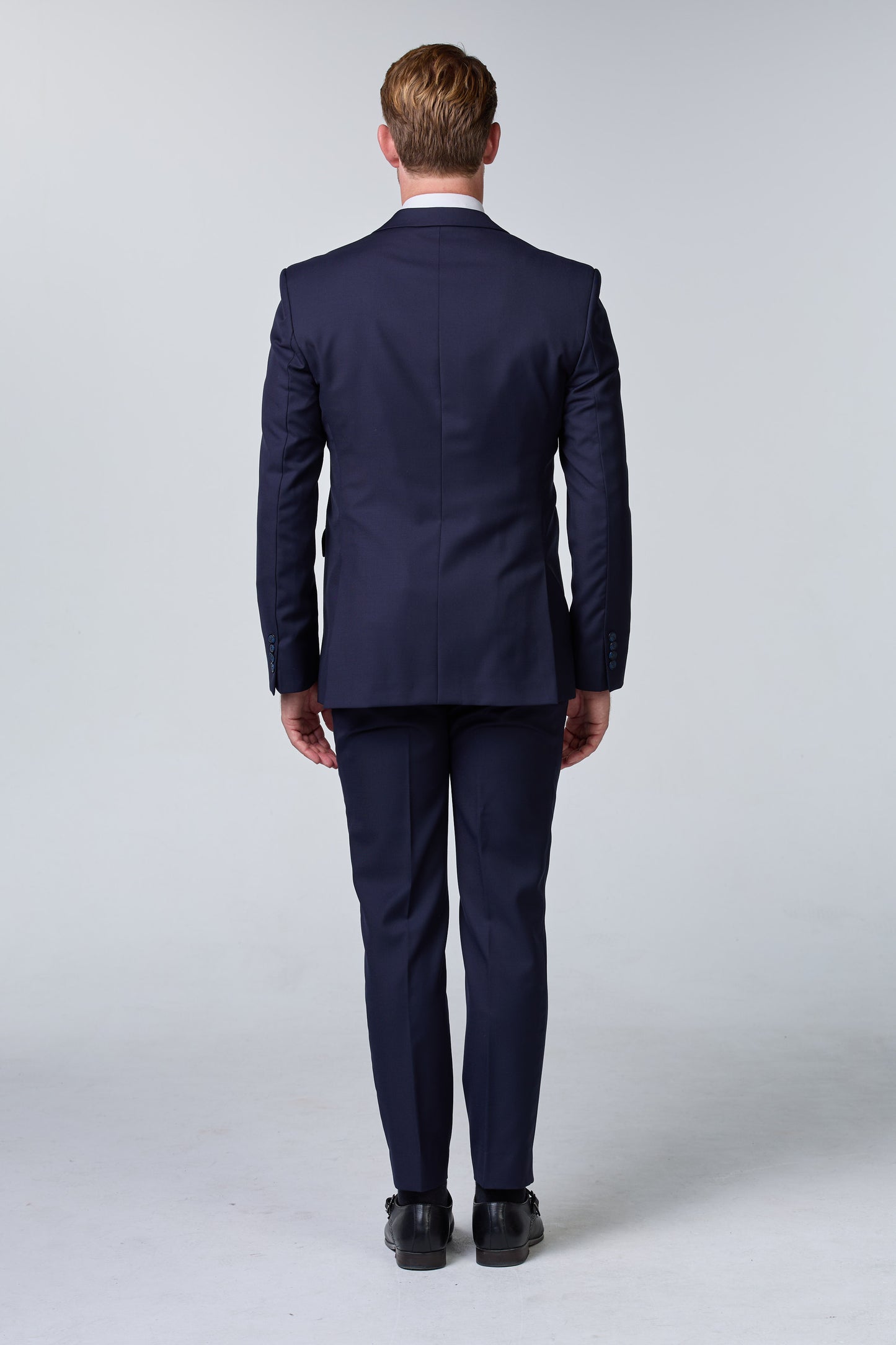 Blauer Hochzeitsanzug inkl. Weste mit Blumenmuster - budget