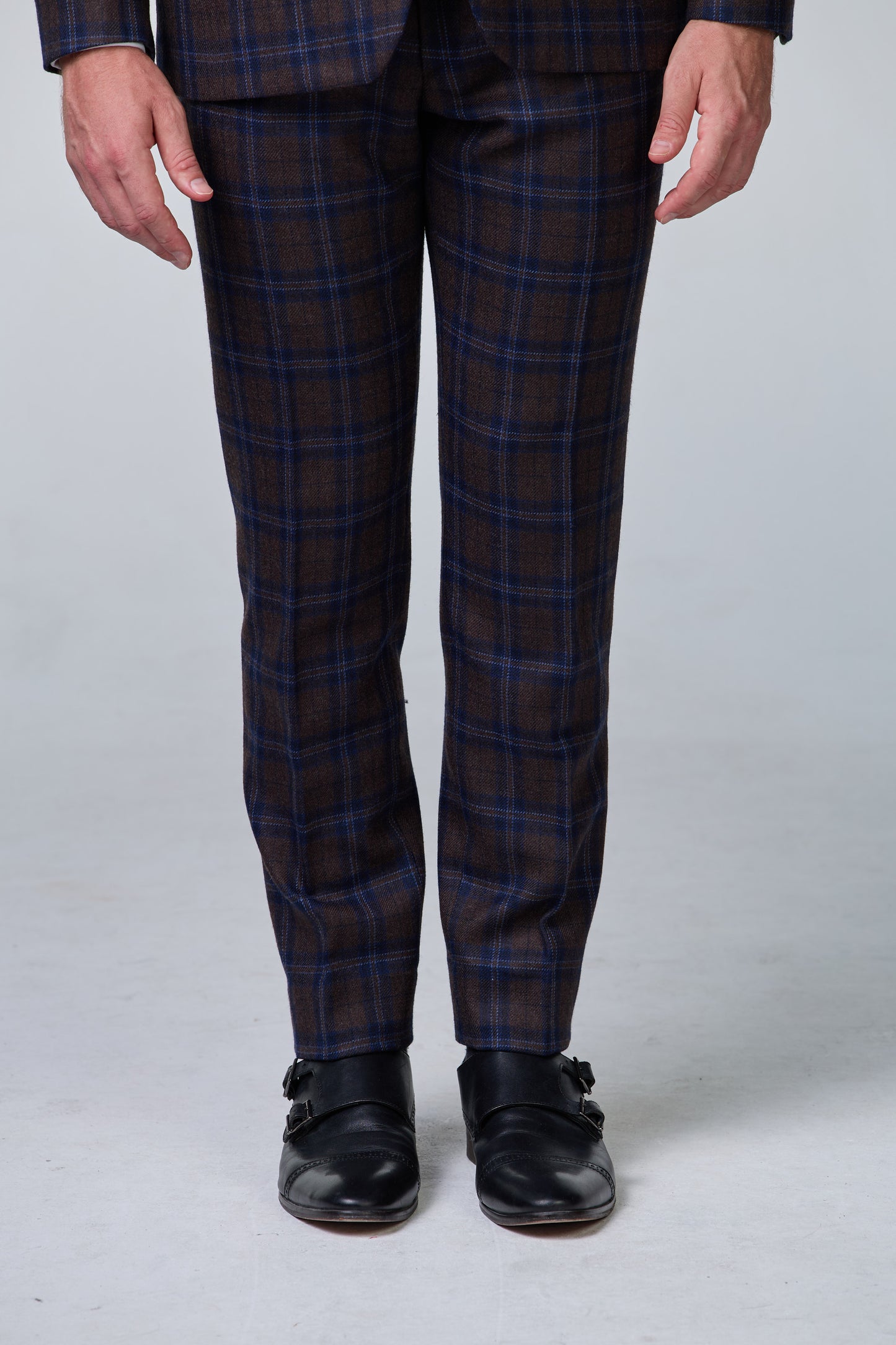 Blauer Tweed Anzug im British Chic, kariert, Peaky Blinders Stil - premium