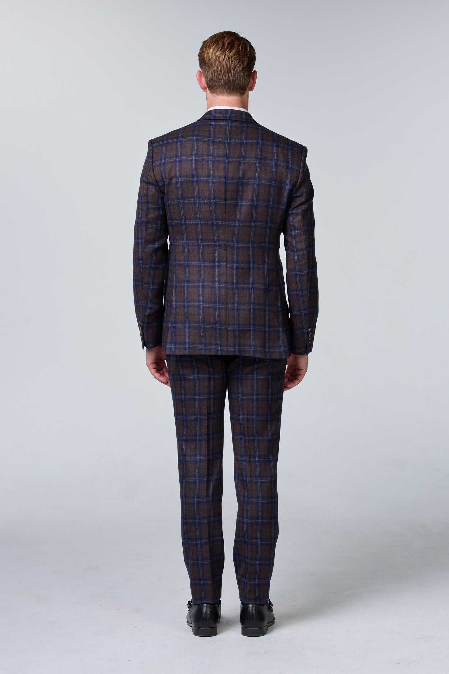 Blauer Tweed Anzug im British Chic, kariert, Peaky Blinders Stil - premium