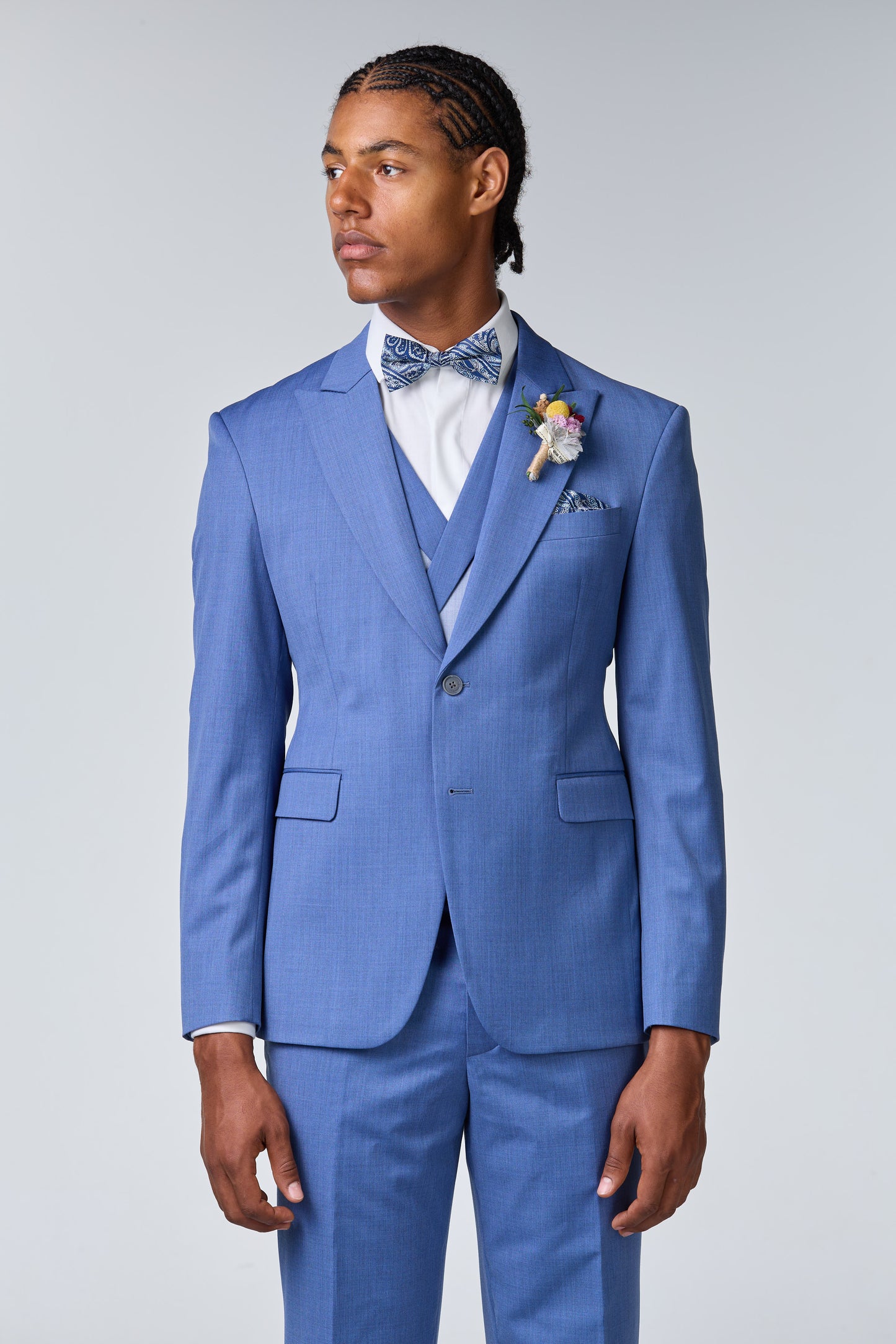 Hellblauer Hochzeitsanzug aus Merinowolle 130s - premium