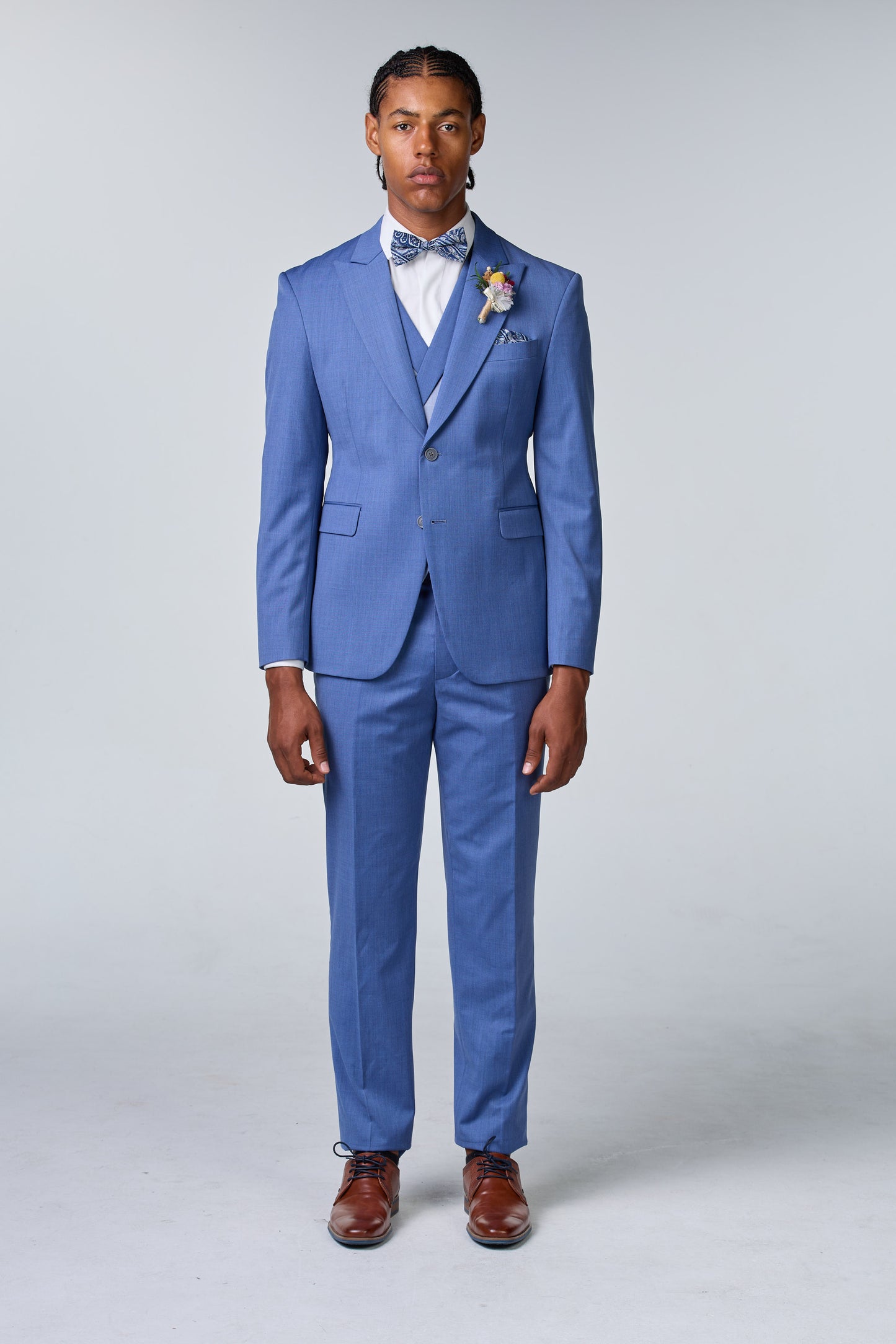 Hellblauer Hochzeitsanzug aus Merinowolle 130s - premium