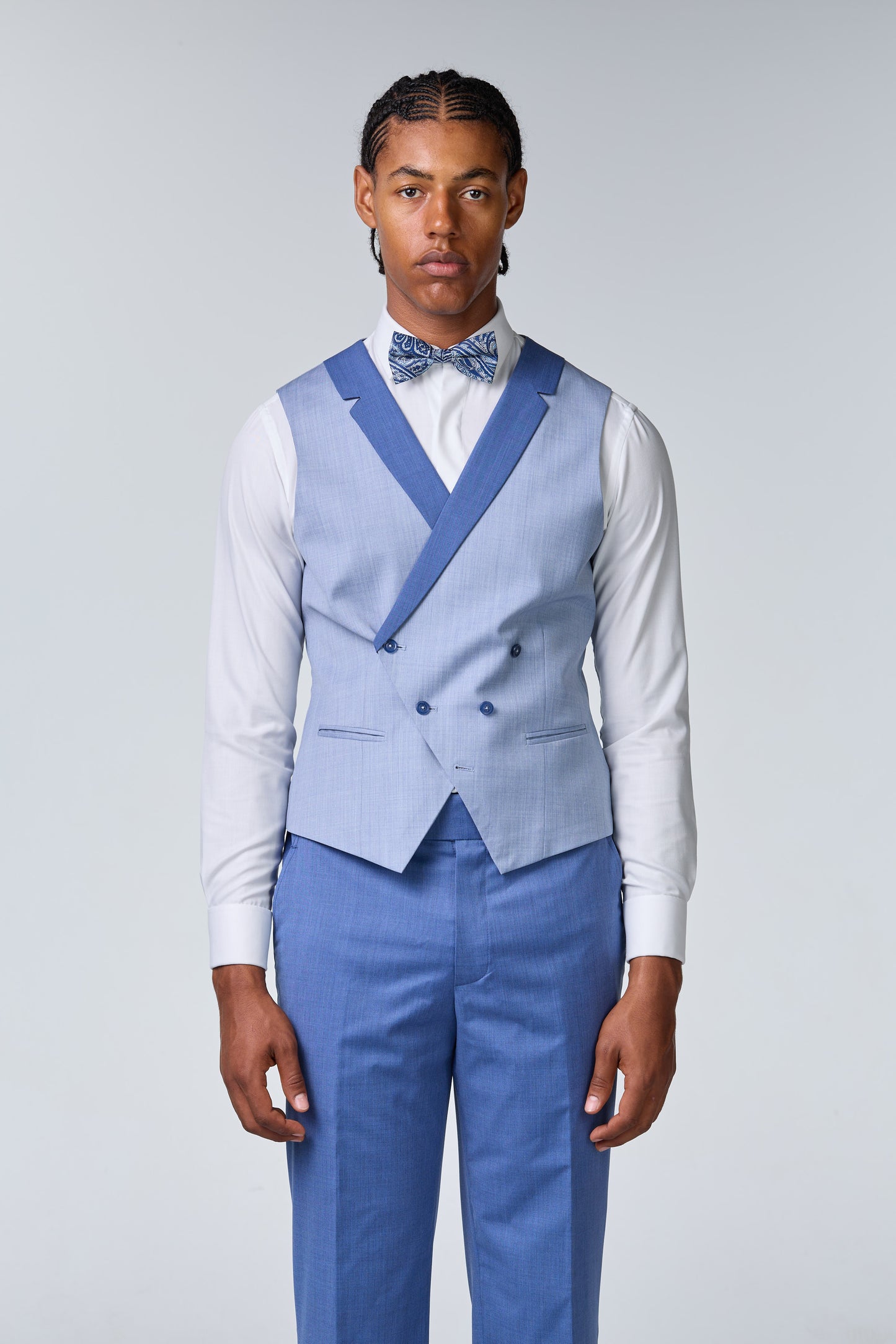 Hellblauer Hochzeitsanzug aus Merinowolle 130s - premium